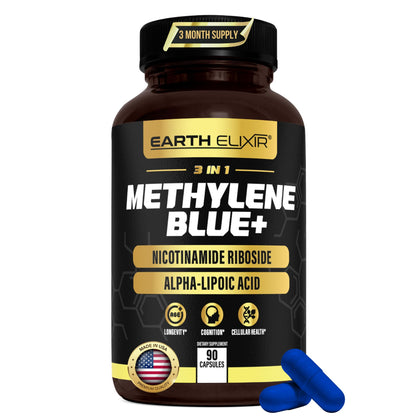 Capsules de bleu de méthylène Earth Elixir 3-en-1 avec emballage