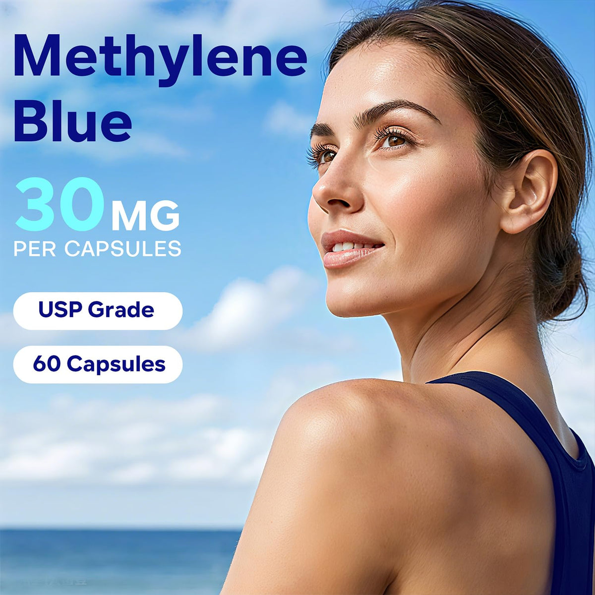 Capsules de bleu de méthylène UBEEKOO avec vitamine C et cacao bio