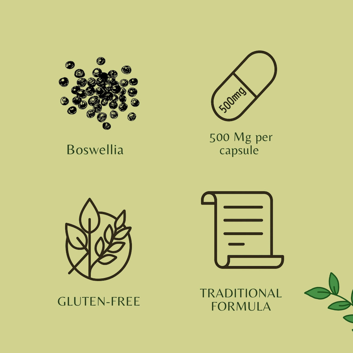 Capsules de Boswellia Serrata sur une surface en bois