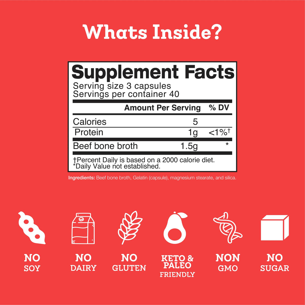 Capsules de bouillon d'os Dr. Kellyann sur fond blanc