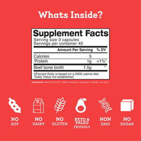 Capsules de bouillon d'os Dr. Kellyann sur fond blanc