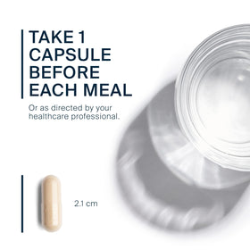Capsules de Bromélaïne Vital Nutrients sur une surface blanche