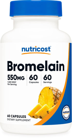 Capsules de broméline Nutricost 550mg en flacon de 60 capsules