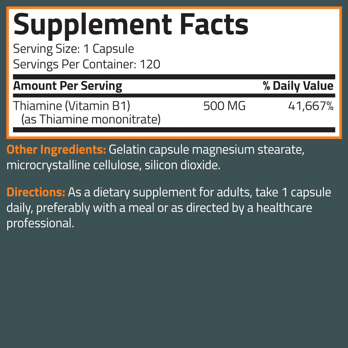 Capsules de Bronson Vitamine B1 500 MG sur fond blanc