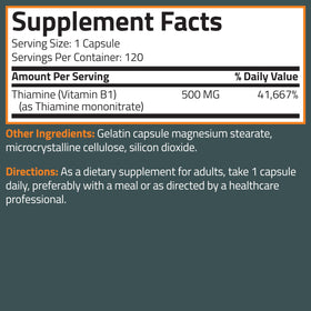 Capsules de Bronson Vitamine B1 500 MG sur fond blanc