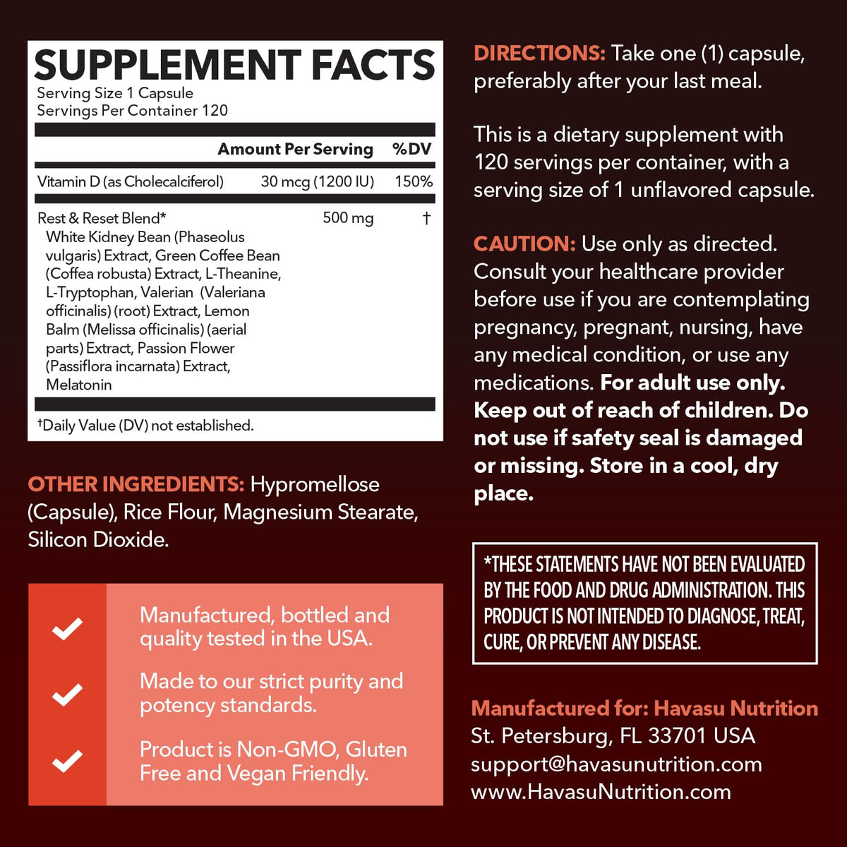 Capsules de brûleur de graisse nocturne HAVASU NUTRITION, vue de près