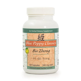Capsules de Bu Zhong Yi Qi Tang avec étiquette Blue Poppy