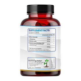Capsules de Butyrate de Sodium Humming Herbs sur fond blanc