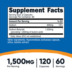 Capsules de Butyrate de Sodium Nutricost, vue de près