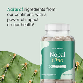 Capsules de cactus Nopal Santo Remedio avec étiquette visible