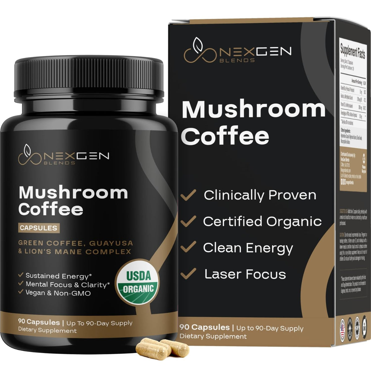 Capsules de café aux champignons NEXGEN BLENDS en boîte