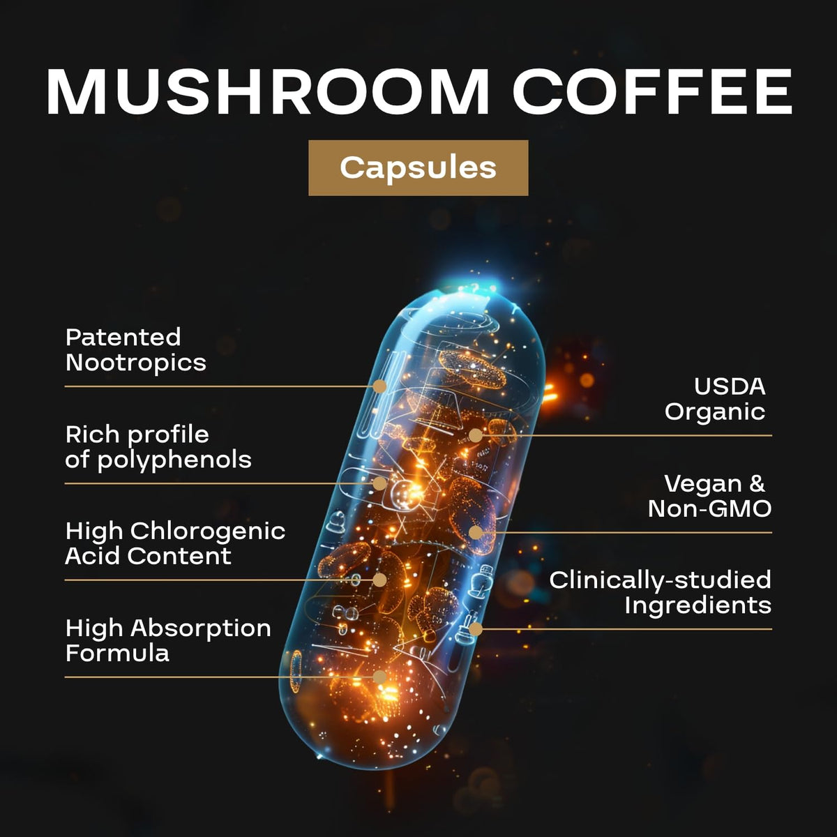 Capsules de café aux champignons NEXGEN BLENDS sur une table