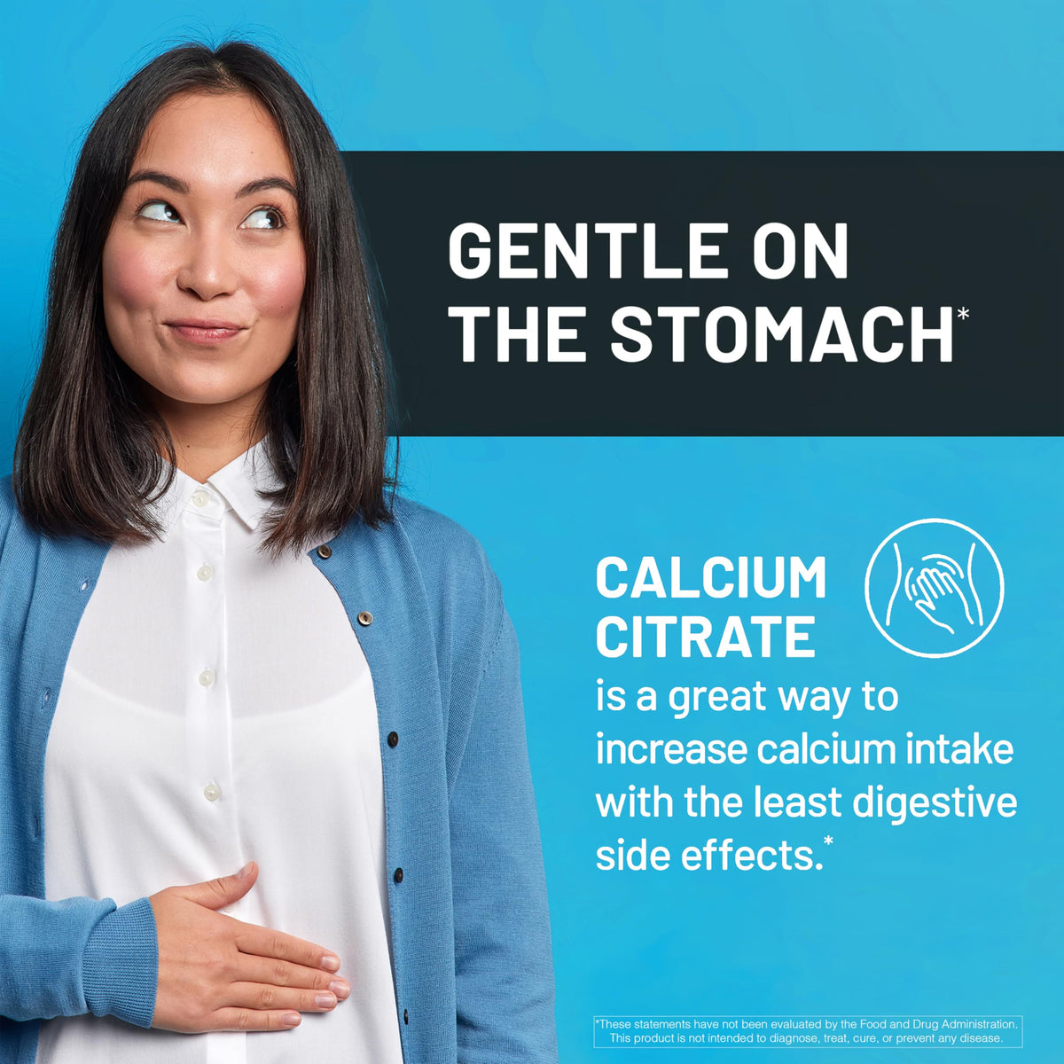 Capsules de Calcium Citrate NatureWise sur un fond blanc