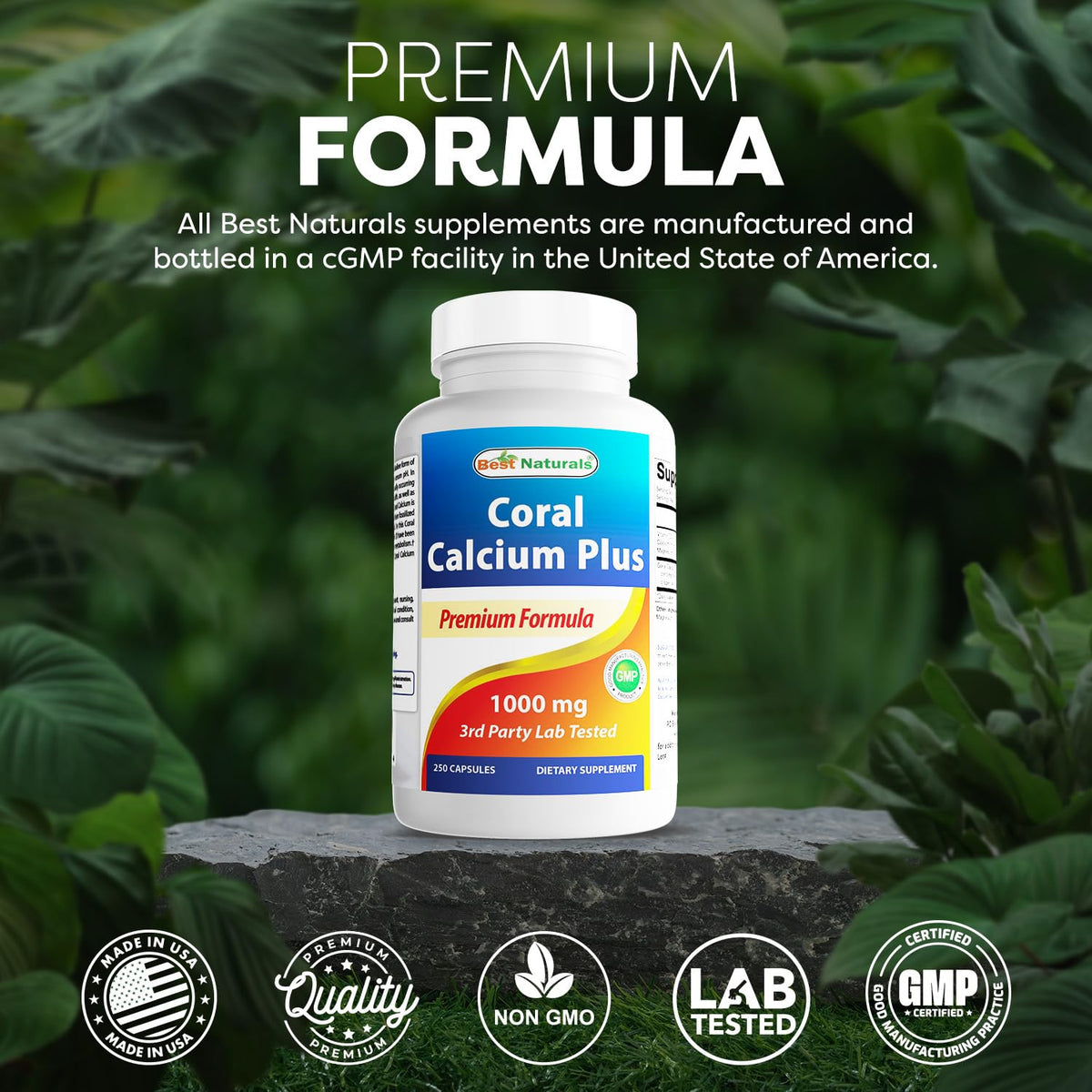 Capsules de Calcium Corail Plus Best Naturals dans une main