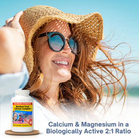 Capsules de calcium de corail sur une table