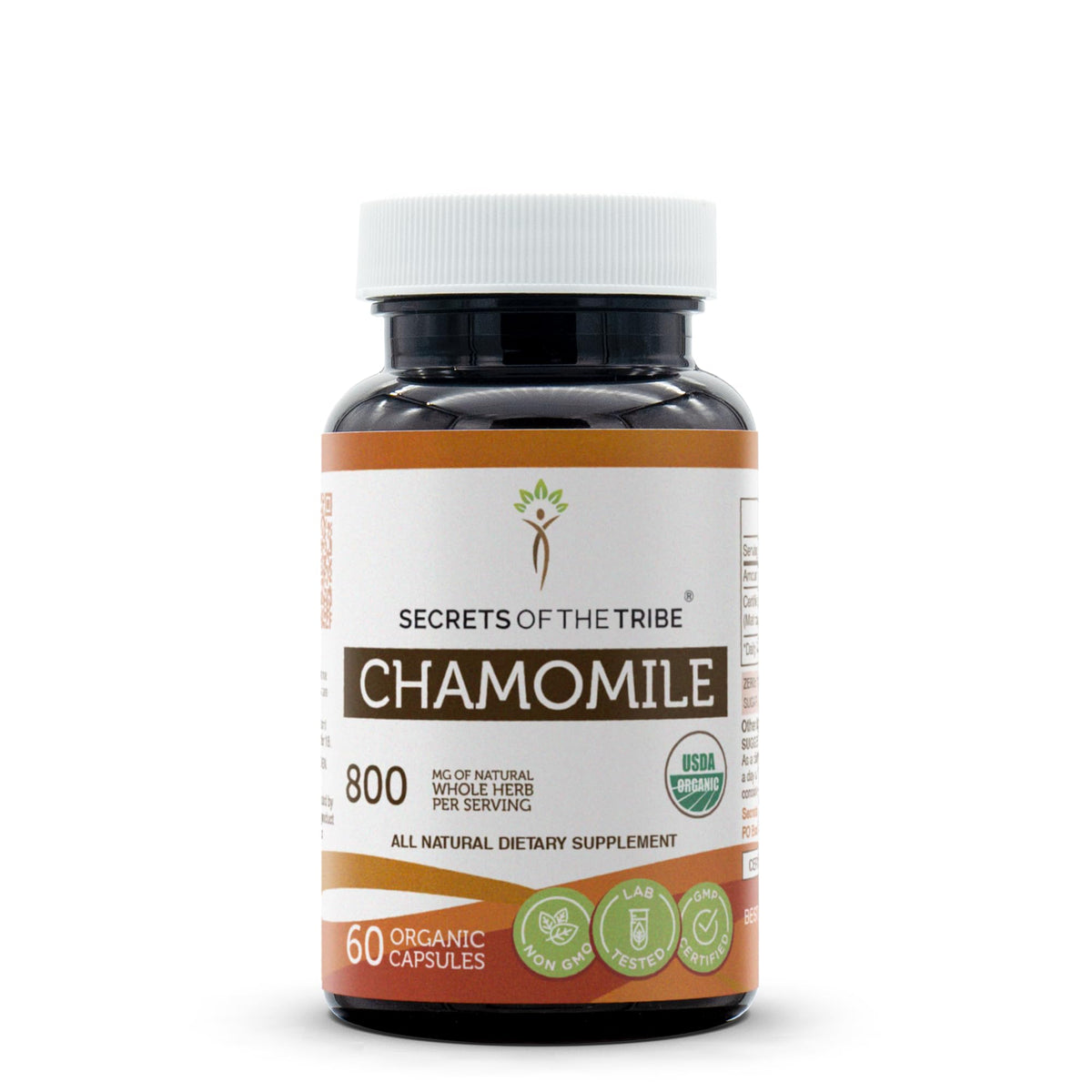 Capsules de camomille bio Secrets of the Tribe, vue de face