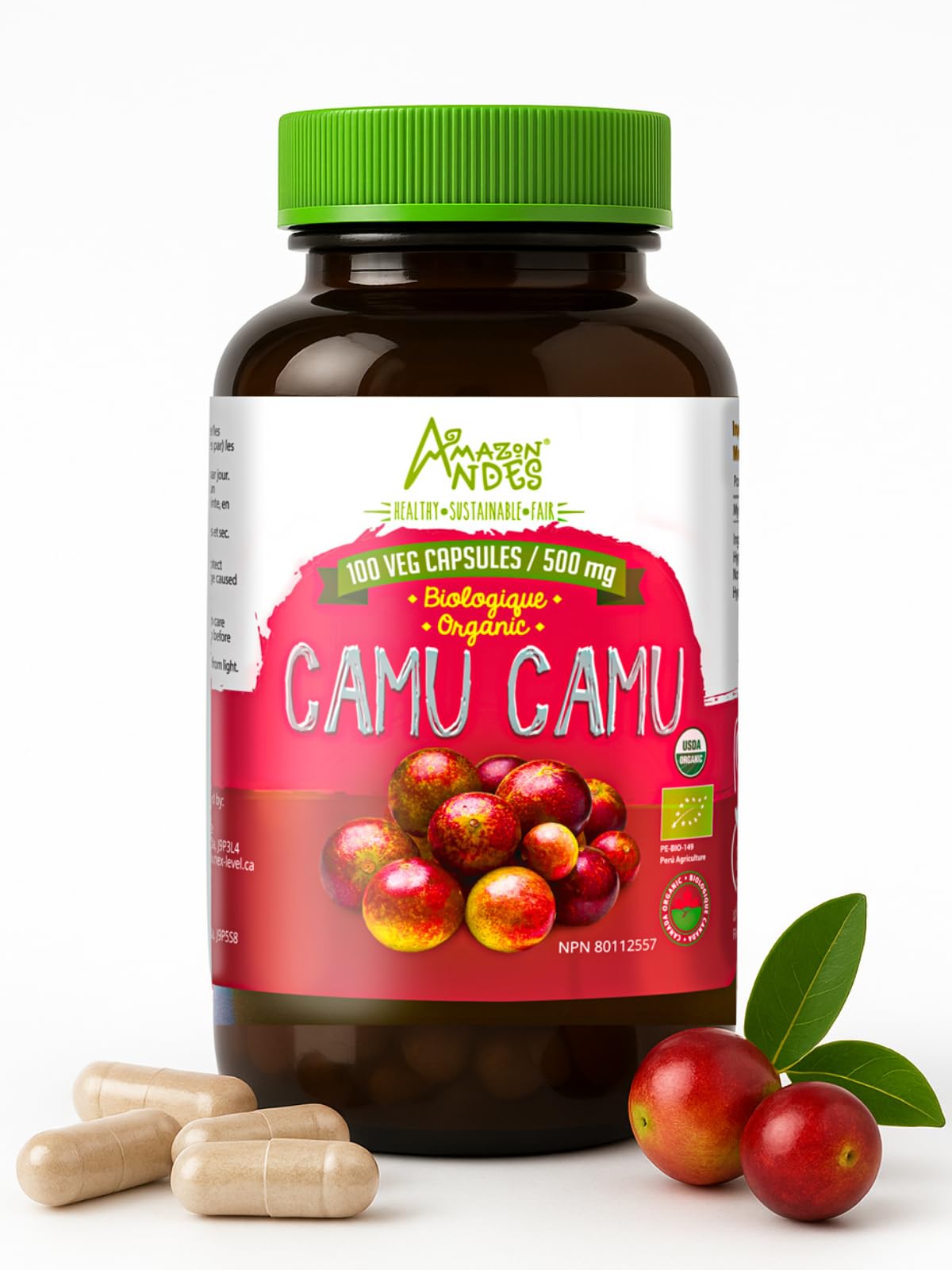 Capsules de Camu Camu 500mg, vue de face