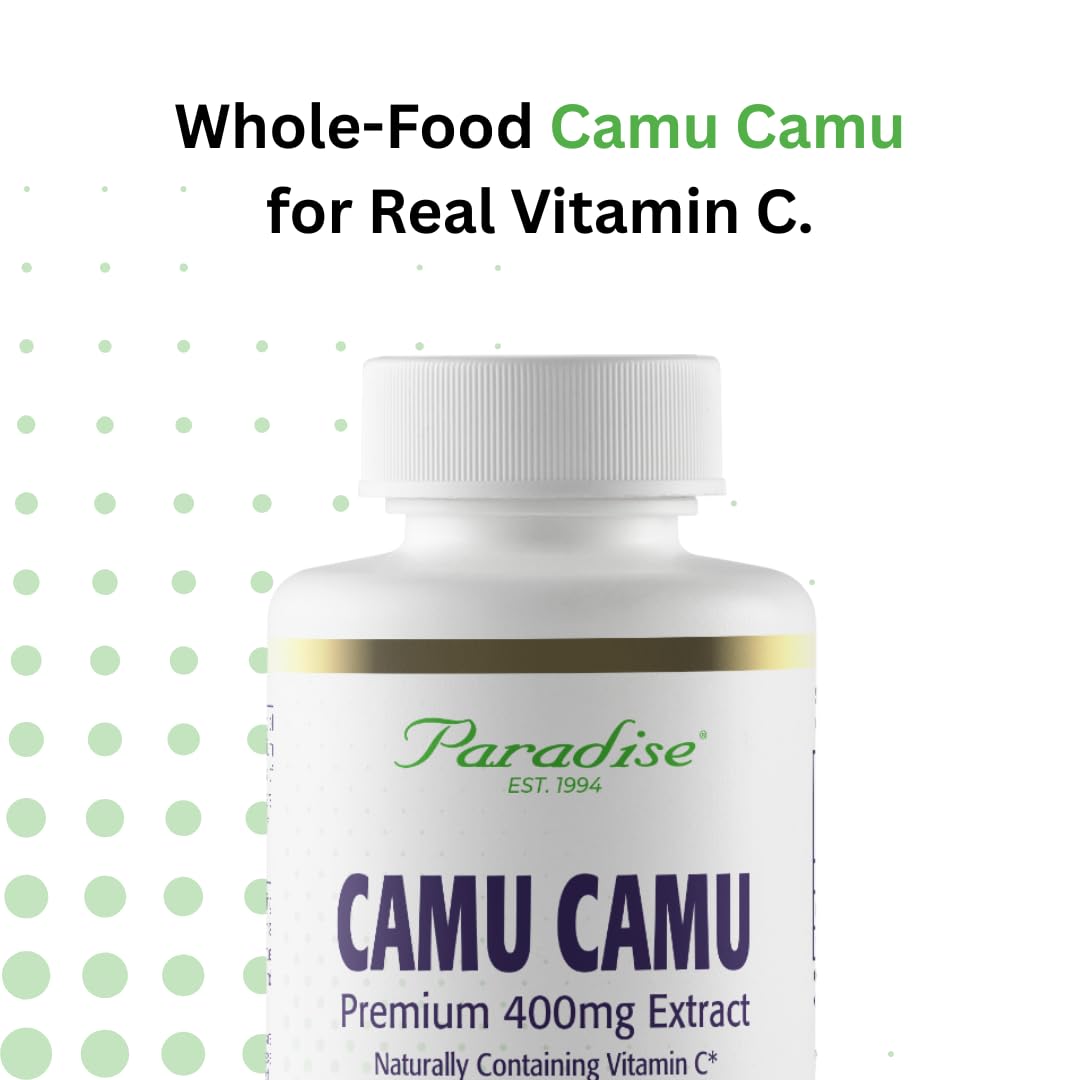 Capsules de Camu Camu Bio Paradise Herbs dans une main