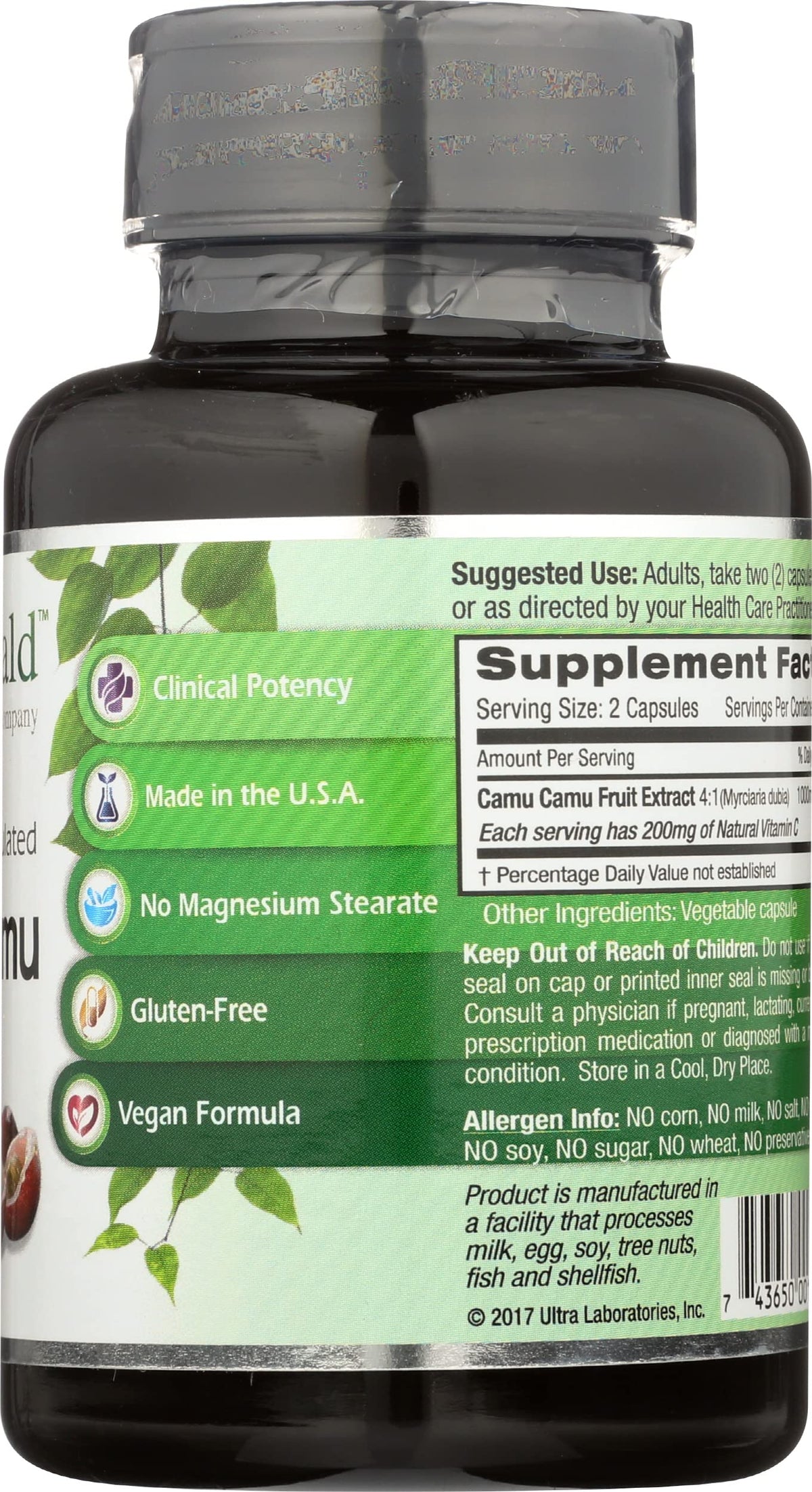 Capsules de Camu Camu d'Emerald Labs dans un bol