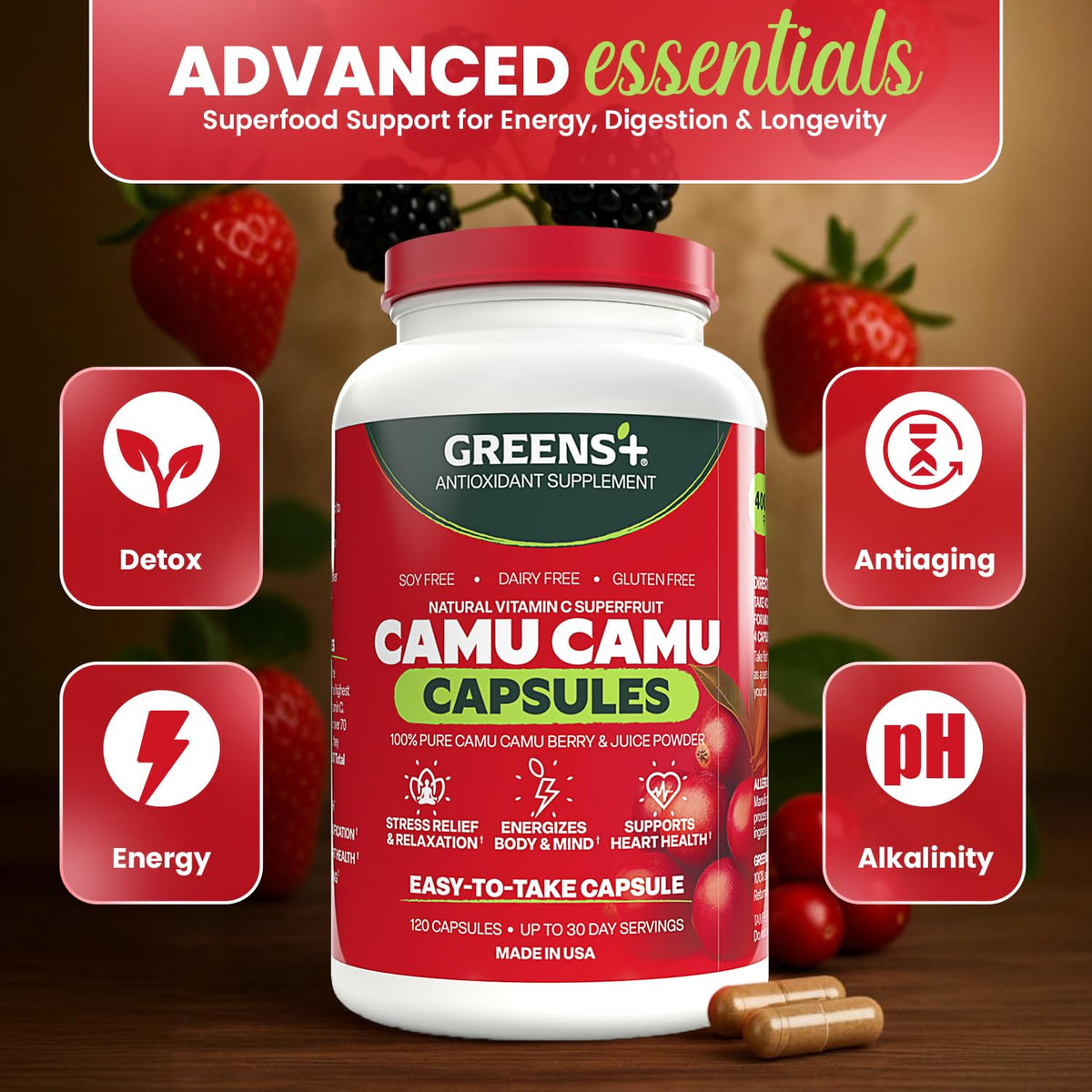 Capsules de Camu Camu dans leur emballage original