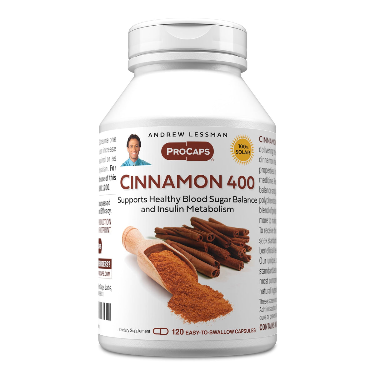 Capsules de cannelle ANDREW LESSMAN 400 mg, vue de face