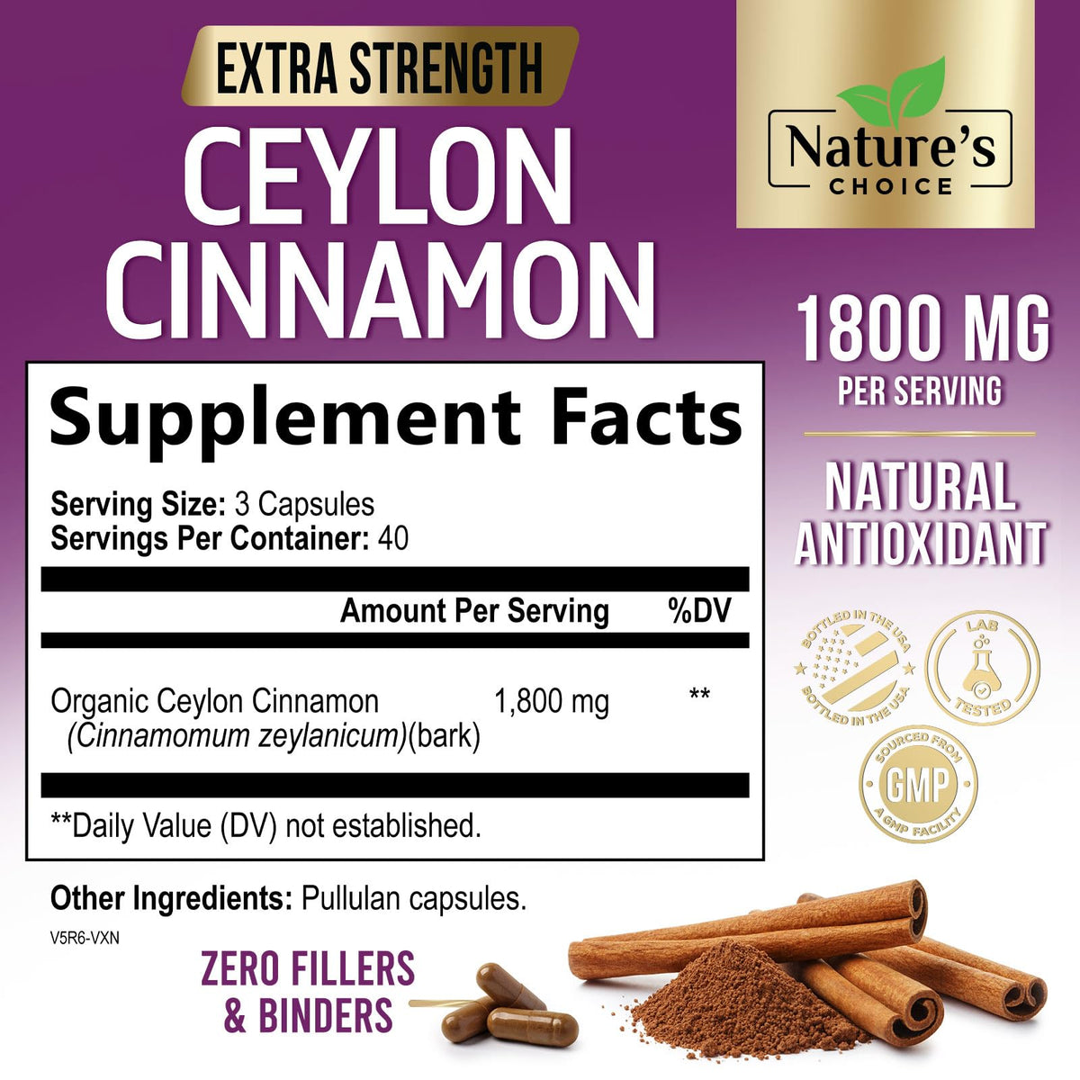Capsules de cannelle Ceylan Nature's Choice sur une table
