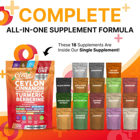 Capsules de cannelle de Ceylan Clean Nutraceuticals sur fond blanc