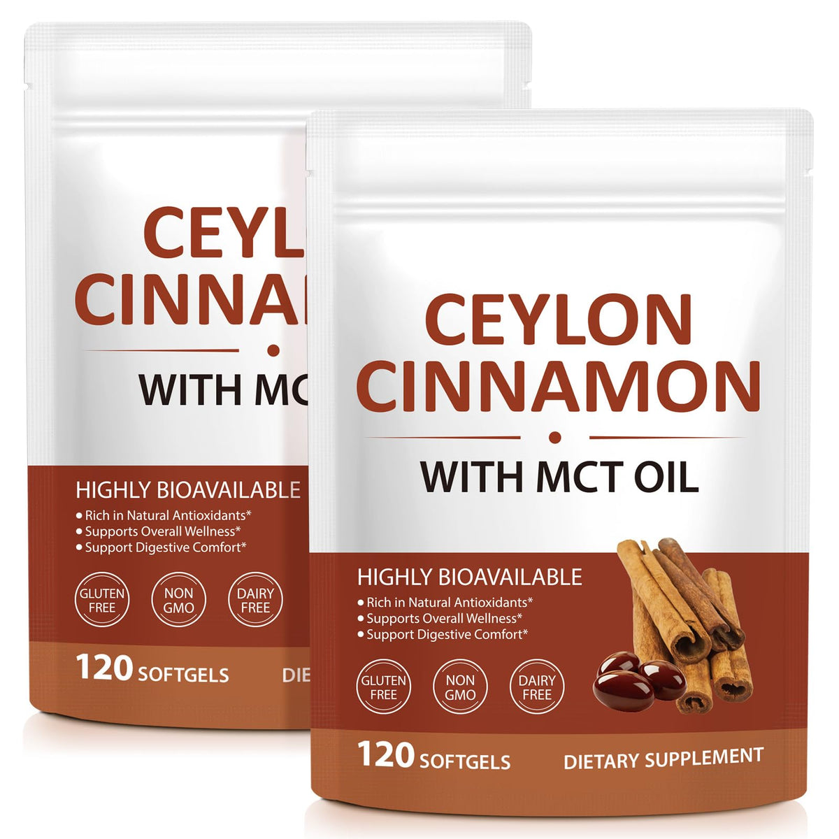 Capsules de cannelle de Ceylan laraspi 600 mg avec MCT en sachet refermable