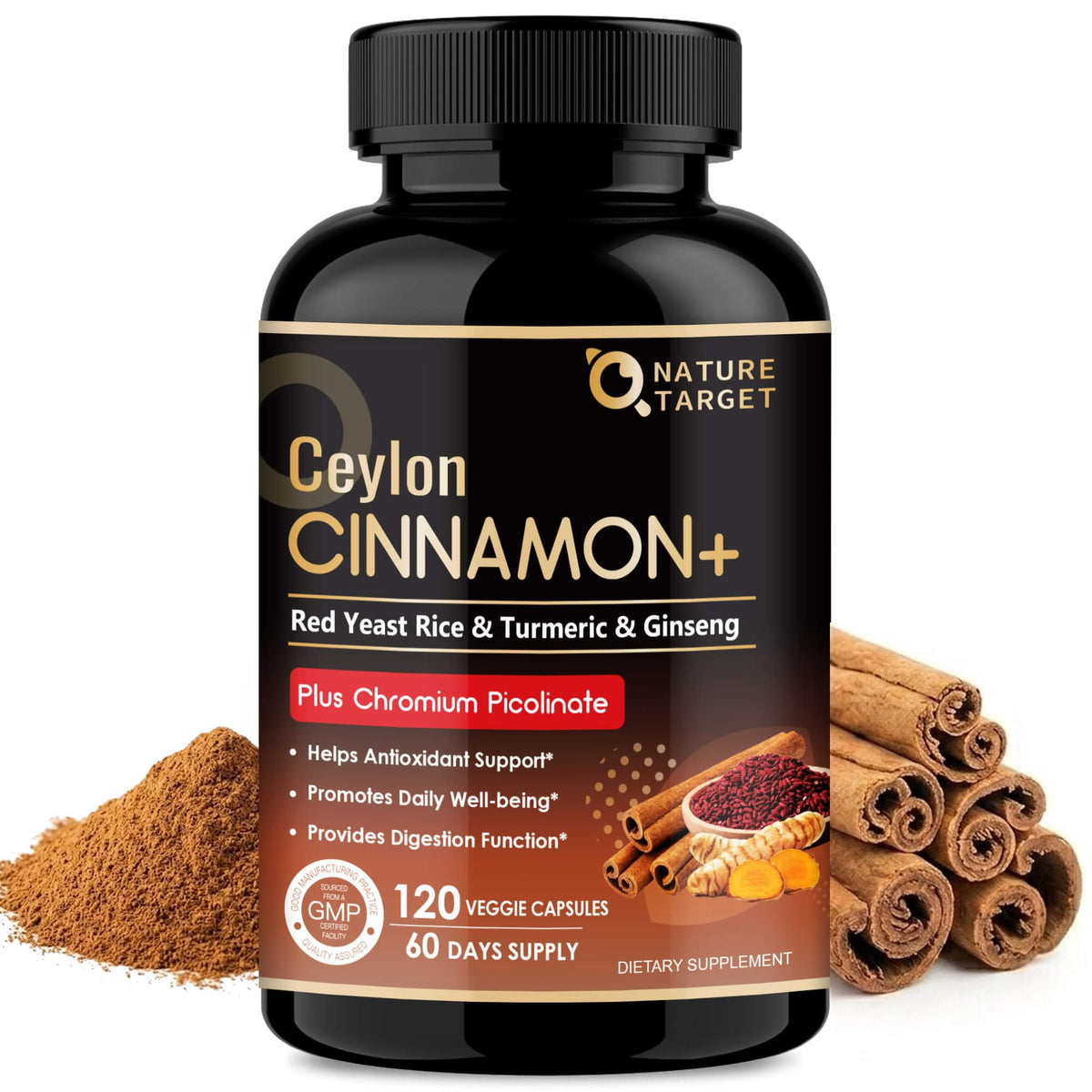 Capsules de Cannelle de Ceylan NATURE TARGET 120 gélules face