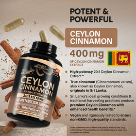 Capsules de Cannelle de Ceylan NUTRAHARMONY, contenu en gros plan