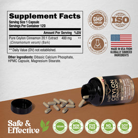 Capsules de Cannelle de Ceylan NUTRAHARMONY dans une main