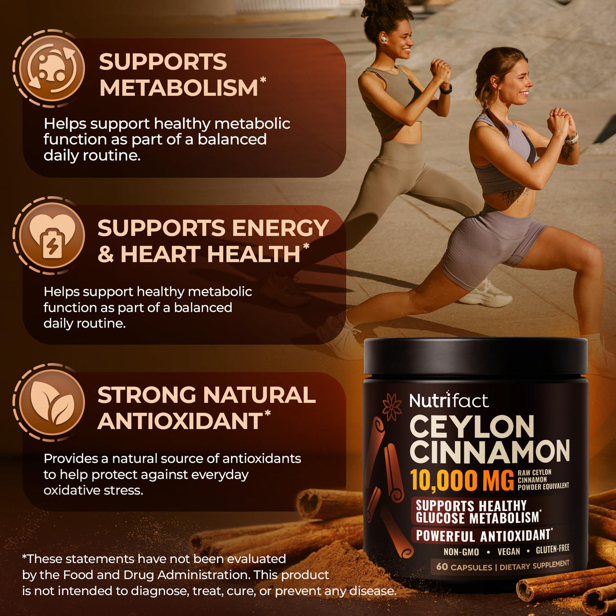 Capsules de cannelle de Ceylan NutriFact 500mg sur une table