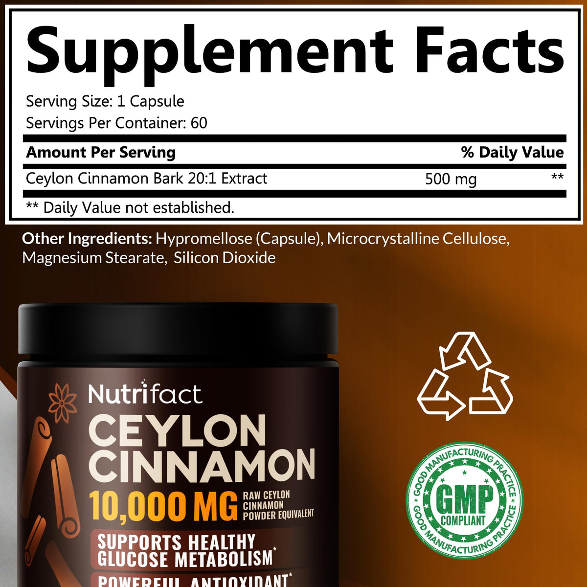 Capsules de cannelle de Ceylan NutriFact dans une main