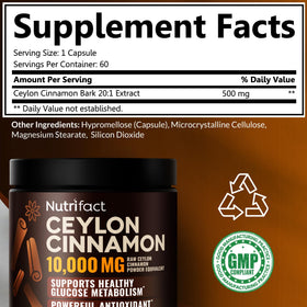 Capsules de cannelle de Ceylan NutriFact dans une main