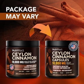 Capsules de cannelle de Ceylan NutriFact sur un fond neutre