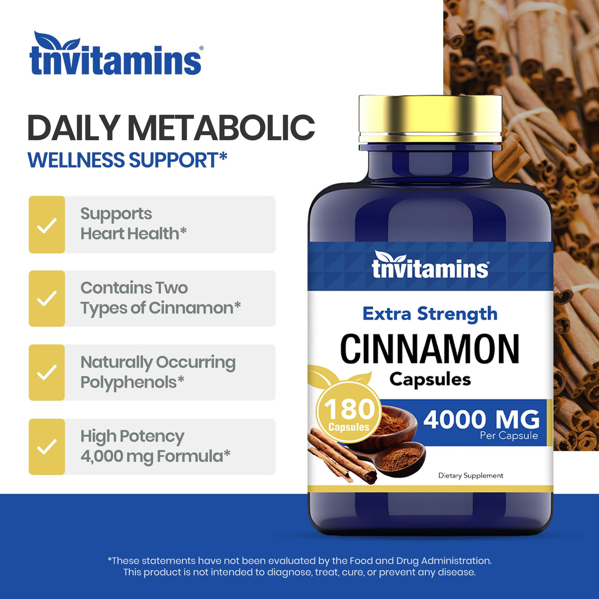 Capsules de cannelle tnvitamins sur une surface blanche
