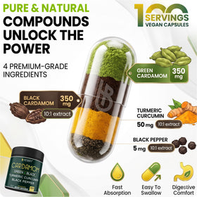 Capsules de cardamome Herbpy sur une surface en bois