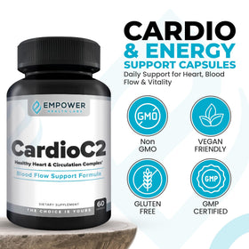 Capsules de CardioC2 sur une surface blanche