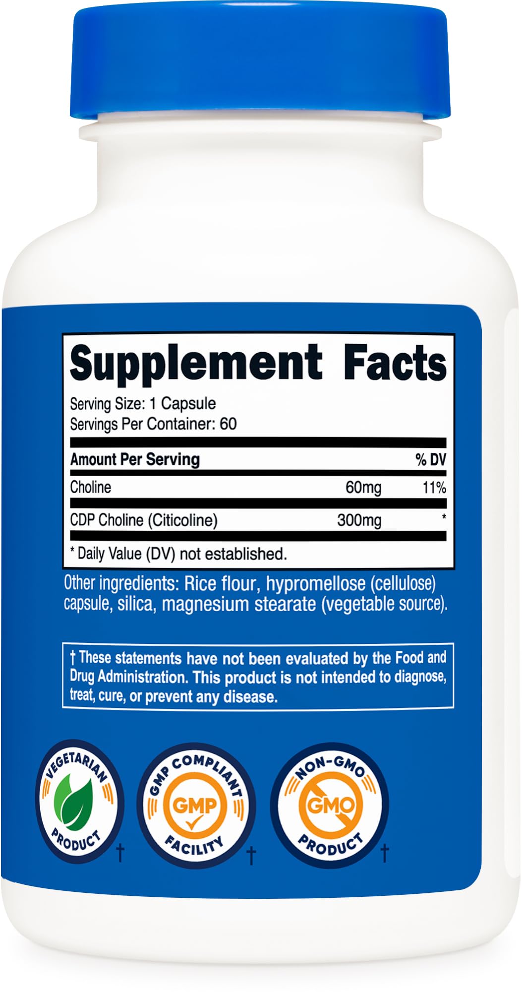 Capsules de CDP Choline Nutricost dans un environnement naturel