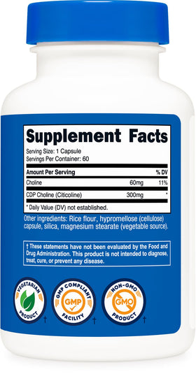Capsules de CDP Choline Nutricost dans un environnement naturel