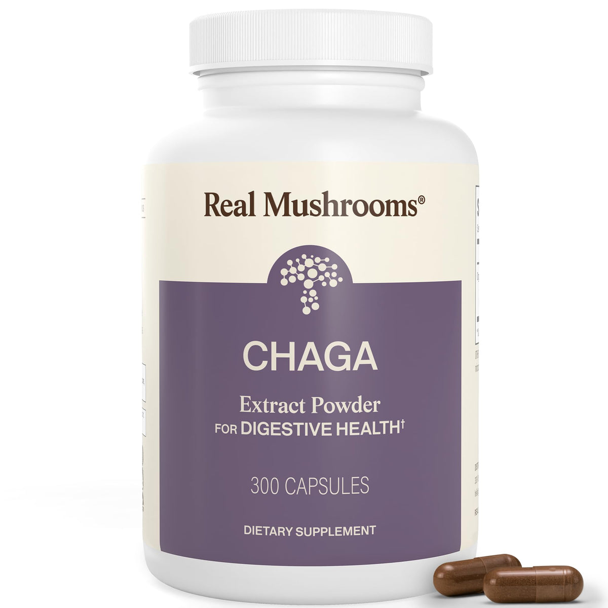Capsules de Chaga Bio Real Mushrooms vue de face