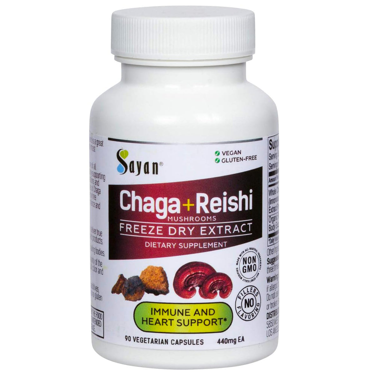 Capsules de Chaga et Reishi Sayan, 90 comprimés, vue de face