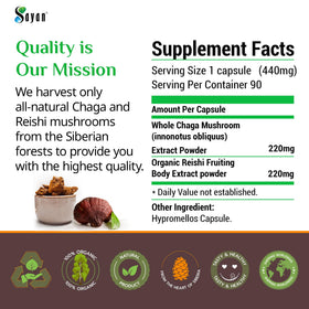 Capsules de Chaga et Reishi Sayan avec des ingrédients naturels