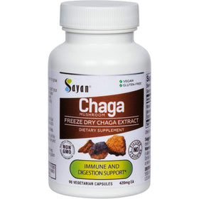 Capsules de champignon Chaga Sayan 90 compte, vue de face