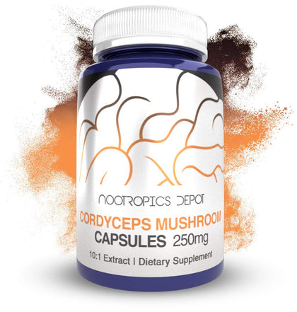 Capsules de Champignon Cordyceps Nootropics Depot, pot de 180 comprimés