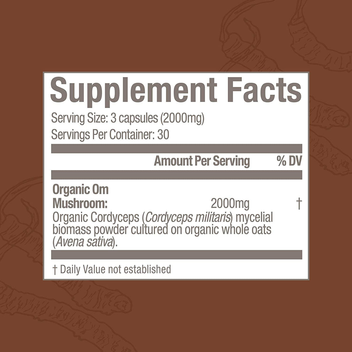 Capsules de champignon Cordyceps OM MUSHROOM SUPERFOOD avec verre d'eau