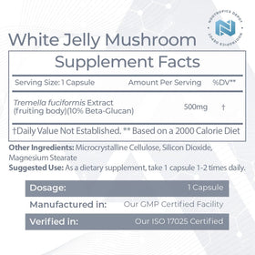 Capsules de champignon Jelly Blanc Nootropics Depot sur fond blanc