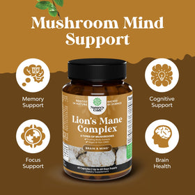 Capsules de champignon Lion Natures Craft sur une surface en bois