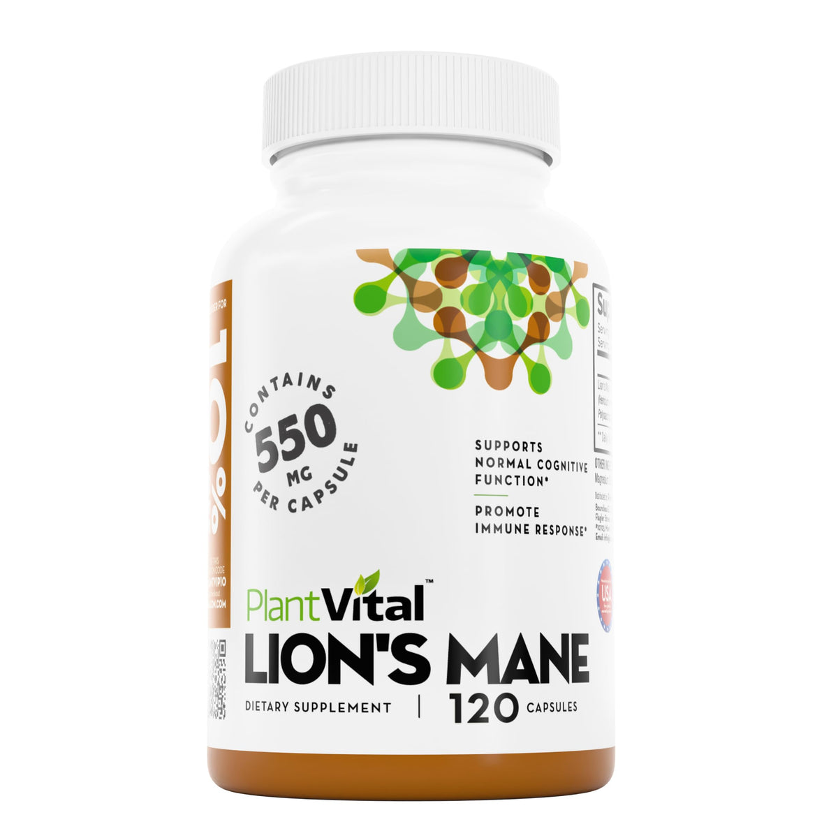 Capsules de Champignon Lion Plantvital 1000mg, vue de face