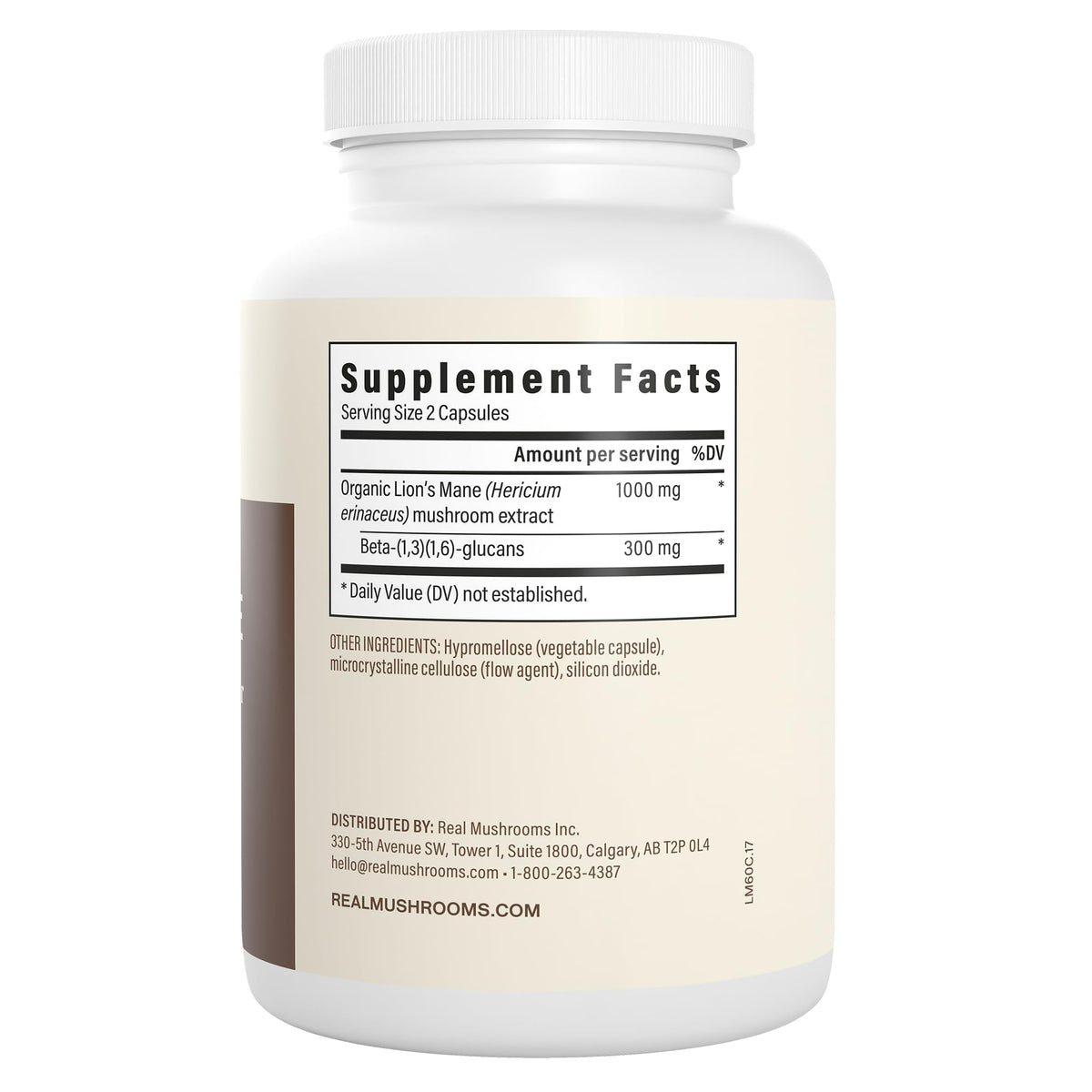 Capsules de champignon Lion's Mane de Real Mushrooms sur fond blanc